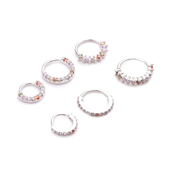 Tassel Metal Inlaid Zircon Geometric Ear Bone Ring And Nose Ring Jewelry