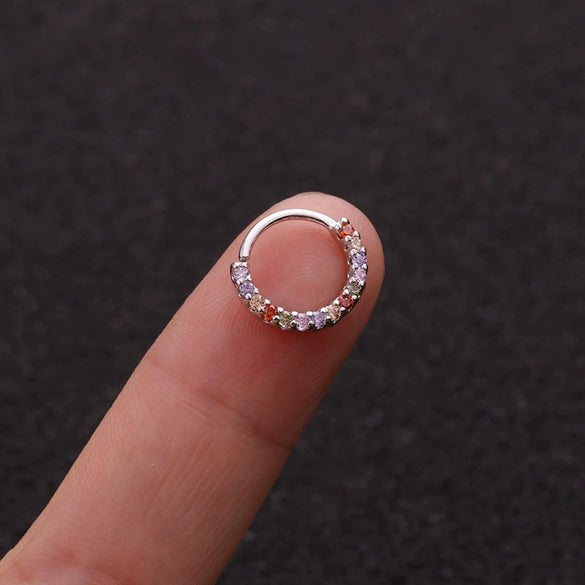 Tassel Metal Inlaid Zircon Geometric Ear Bone Ring And Nose Ring Jewelry