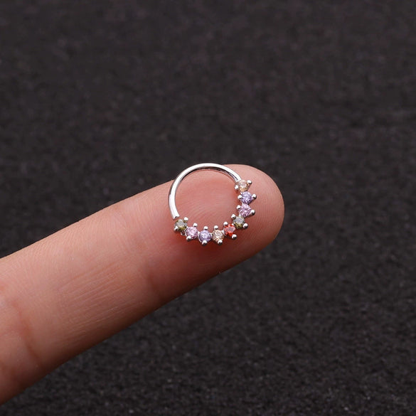 Tassel Metal Inlaid Zircon Geometric Ear Bone Ring And Nose Ring Jewelry