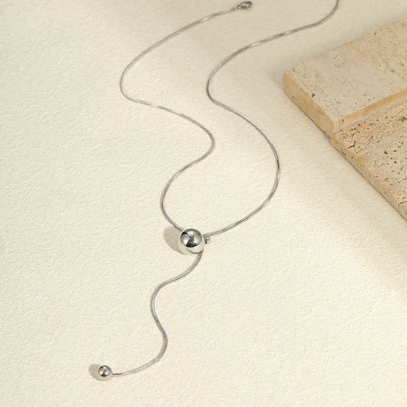 Tassel Metallic Round Bead Necklace Titanium Steel Stainless Steel Geometric Electroplating For Women