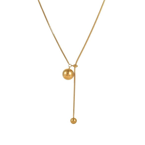Tassel Metallic Round Bead Necklace Titanium Steel Stainless Steel Geometric Electroplating For Women