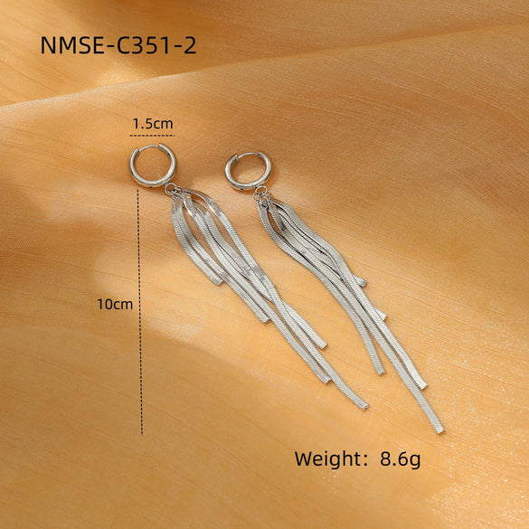 Tassel Titanium Steel Electroplated Earrings