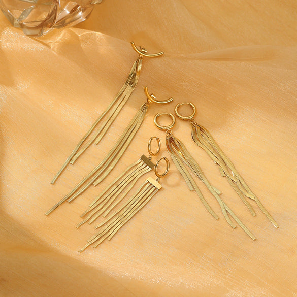 Tassel Titanium Steel Electroplated Earrings