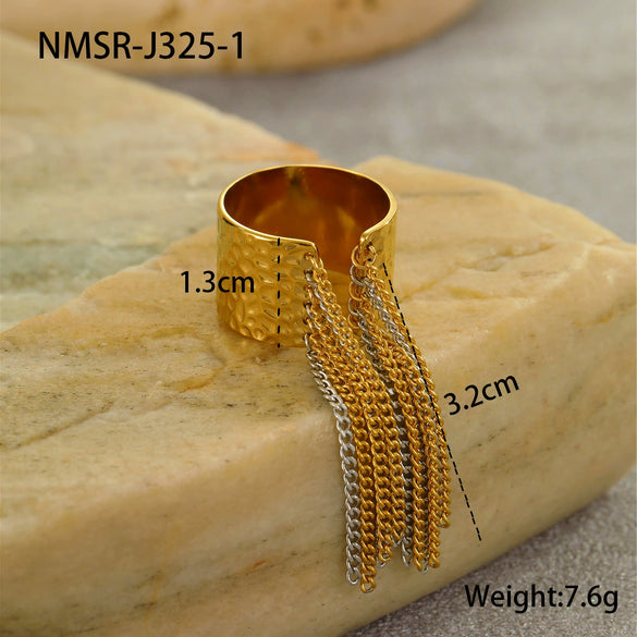 Tassel Titanium Steel Ring Light Luxury Style Electroplating For Women