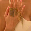 Tassel Titanium Steel Ring Light Luxury Style Electroplating For Women