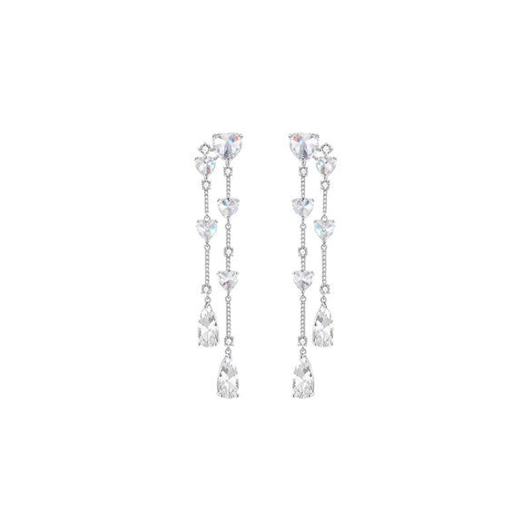 Tassel Water Drop Zircon Earrings Light Luxury Highend Electroplated Jewelry For Women