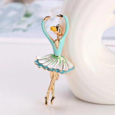 Temperament Alloy Artificial Gem Ballerina Girl Brooch Nhdr152945