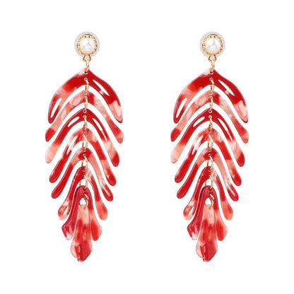 Temperament Simple Acrylic Leaf Earrings Nhjj132967