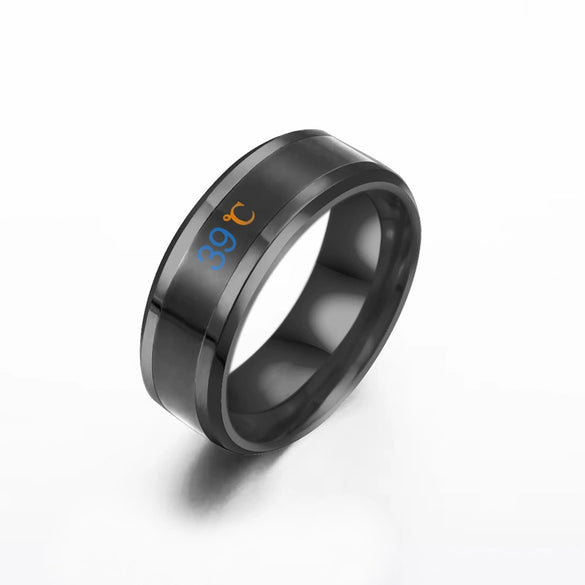 Temperature Ring Titanium Steel Jewelry With Letters Numbers Text Dripping Oil Design Unisex