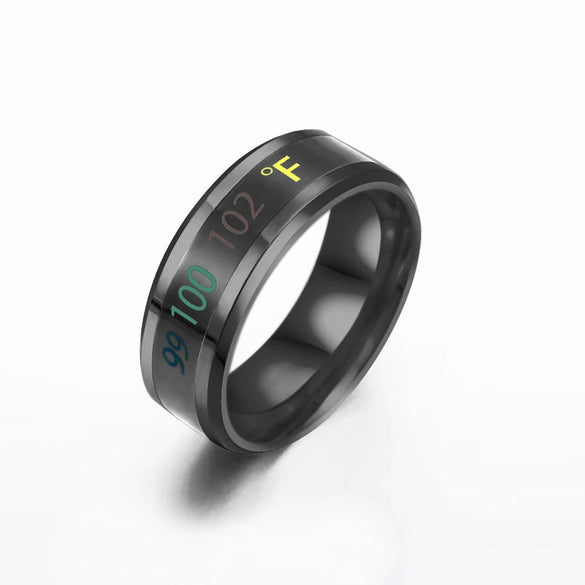Temperature Ring Titanium Steel Jewelry With Letters Numbers Text Dripping Oil Design Unisex