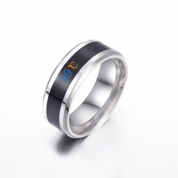 Temperature Ring Titanium Steel Jewelry With Letters Numbers Text Dripping Oil Design Unisex