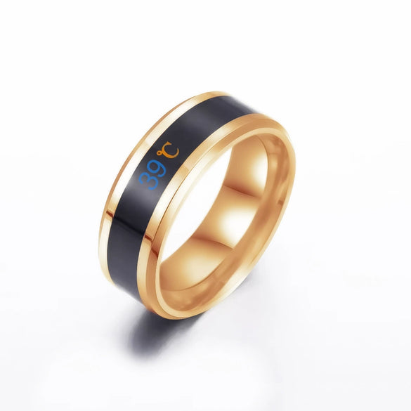 Temperature Ring Titanium Steel Jewelry With Letters Numbers Text Dripping Oil Design Unisex