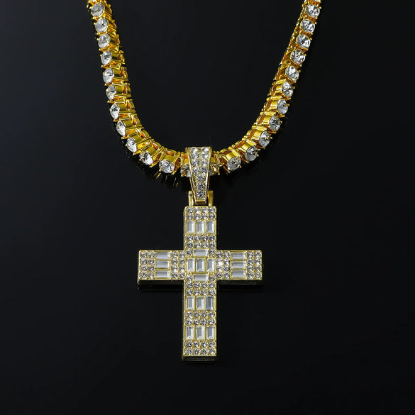 Tennis Chain Hip Hop Necklace Zinc Alloy Diamond