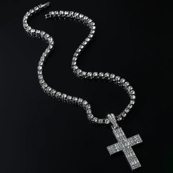 Tennis Chain Hip Hop Necklace Zinc Alloy Diamond