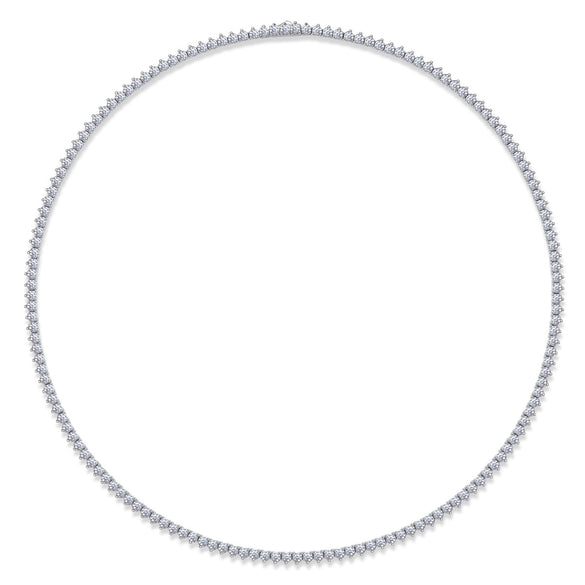 Tennis Chain Necklace S925 Sterling Silver Inlaid Moissanite Geometric Style Set With Diamonds Electroplated 18K Unisex