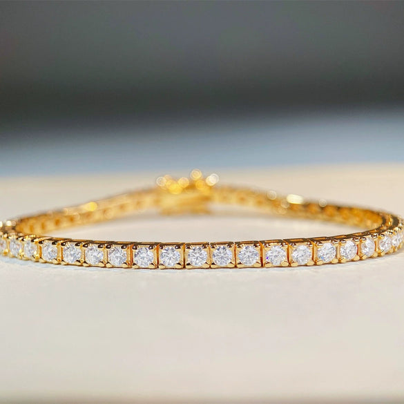 Tennis Chain S925 Sterling Silver Bracelet Unisex Moissanite Allmatch Geometric Design