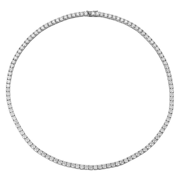 Tennis Necklace 925 Sterling Silver Zircon Geometric Hip Hop Unisex Clavicle Chain