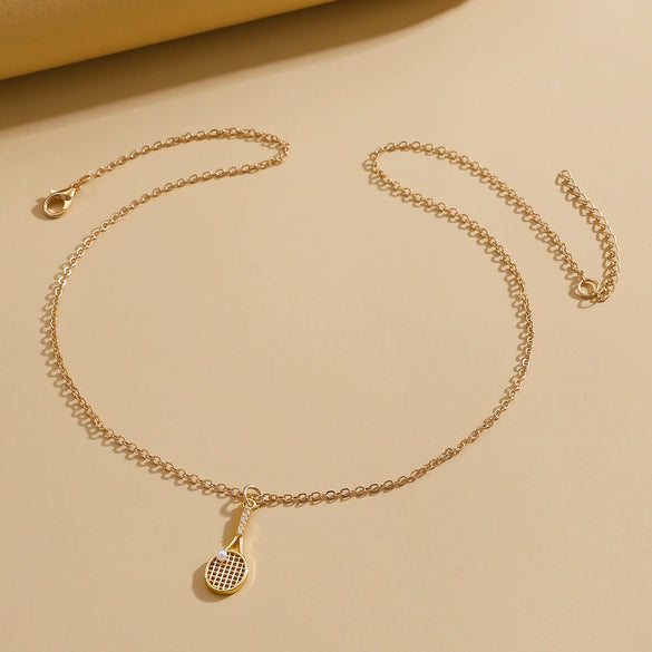 Tennis Racket Necklace Alloy Geometric Punk Retro Electroplated Unisex Micro Inlaid Zircon Clavicle Chain