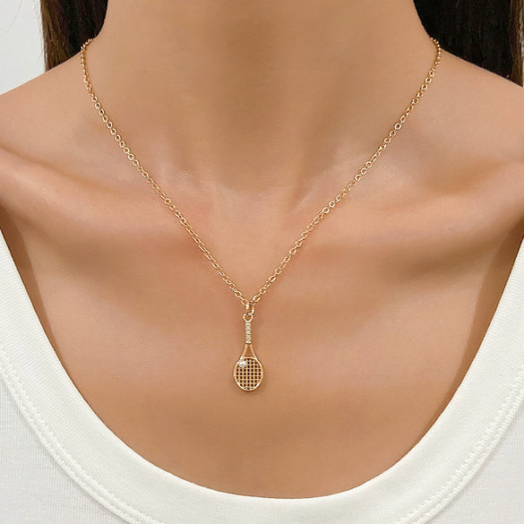 Tennis Racket Necklace Alloy Geometric Punk Retro Electroplated Unisex Micro Inlaid Zircon Clavicle Chain