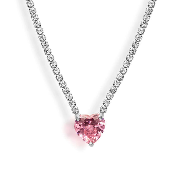 Tennis Zircon Necklace Emerald Zircon Choker Short Necklace Light Luxury Titanium Steel Geometric Mixed Gem Inlay Diamond