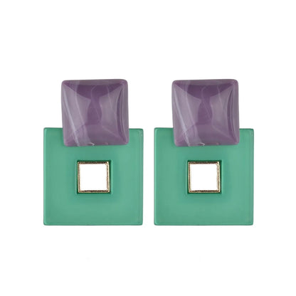 Texture Square Geometric Acrylic Contrast Color Earrings