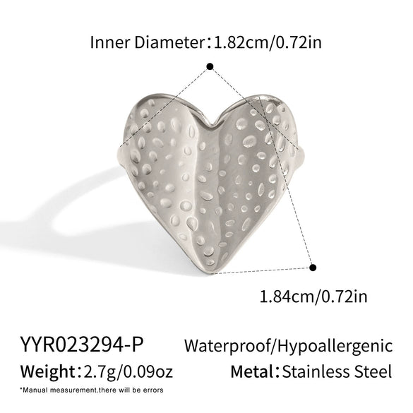 Textured Love Geometric Stainless Steel Ring With Electroplating For Women Wholesale Hiphop Rock Jewelry Accessories