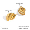 Textured Oceanthemed Conch Stud Earrings For Women Titanium Steel Geometric Electroplating 18K Gold