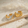 Textured Openended Colorblocking Thread Ring In Stainless Steel With Geometric Design And Electroplating For Women