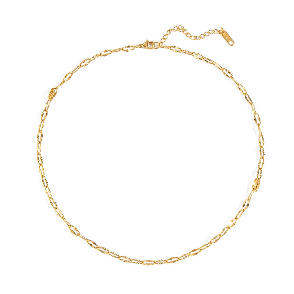Textured Plain Chain Clavicle Chain Stainless Steel Titanium Steel Geometric Style Electroplated Women's Necklace Jewelry Wholesale