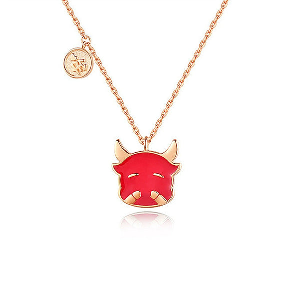 Thermochromic S925 Sterling Silver Zodiac Bull Pendant Necklace With Cross Chain And Electroplating Treatment