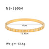 Thin Square Plaid Stripe Round Diamond Style Titanium Steel 18K Gold Plated Vacuum Plated Bracelet