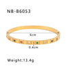 Thin Square Plaid Stripe Round Diamond Style Titanium Steel 18K Gold Plated Vacuum Plated Bracelet