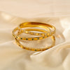 Thin Square Plaid Stripe Round Diamond Style Titanium Steel 18K Gold Plated Vacuum Plated Bracelet