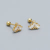 Thread Piercing Earrings S925 Silver Crown Style Electroplated For Women