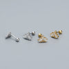 Thread Piercing Earrings S925 Silver Crown Style Electroplated For Women