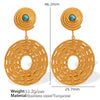 Threaded Disc 316L Stainless Steel Inlaid Natural Stone Earrings With Geometric Design And Electroplating Treatment