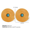Threaded Disc 316L Stainless Steel Inlaid Natural Stone Earrings With Geometric Design And Electroplating Treatment