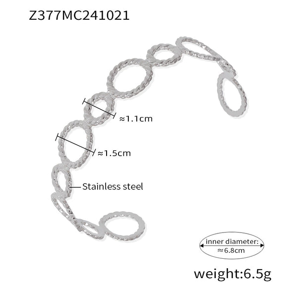 Threaded Ring Splicing Open Bracelet Stainless Steel 18K Gold Plated Simple Jewelry With Geometric Style Electroplated