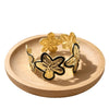 Three Dimensional Floral Enamel Cuff Bracelet With Gilded Finish And Adjustable Open Design For Modern Everyday Styling