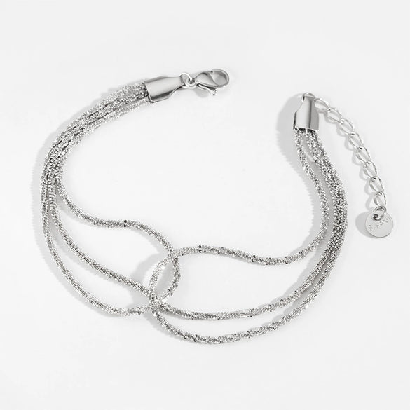 Threelayer Cauliflower Geometric Stainless Steel Bracelet With Pvd Vacuum Furnace Electroplated Gold In Simple Style