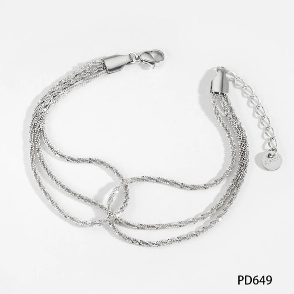 Threelayer Cauliflower Geometric Stainless Steel Bracelet With Pvd Vacuum Furnace Electroplated Gold In Simple Style
