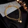 Threewearing Threelayer Round Pendant Stackable Women's Titanium Steel Necklace With Exaggerated Personality Design