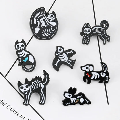 Tide Creative Cartoon Skull Cat Alloy Brooch Collar Pin