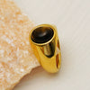 Tiger Eye Stone Oval Stainless Steel Ring With Smooth Electroplated Finish Geometric Retro Style Unisex Jewelry