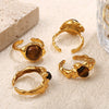 Tiger Eye Stone 316L Stainless Steel Ring And Necklace Electroplated Fashion Ol Design