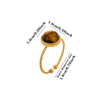 Tiger's Eye Geometric Open Ring With Hammered Sunburst Design And Gold Plated Finish Vintage Unisex Statement Jewelry