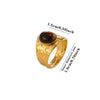 Tiger's Eye Geometric Open Ring With Hammered Sunburst Design And Gold Plated Finish Vintage Unisex Statement Jewelry