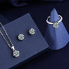 Tiktok Live Supply S925 Silver Classic Six-Claw Imitation Diamond Necklace Ring Earrings Jewelry Suit Combination