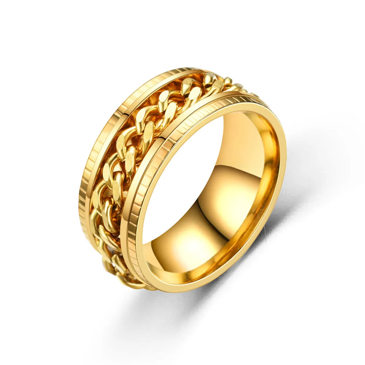 Simple Style Waves Titanium Steel Plating Gold Plated Rings