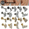 Titanium Alloy Clawshaped Marquise Flower Zircon Earrings And Rhombus Lip Rings With Electroplating Leaves Diamond Square Pattern Simple Style Unisex